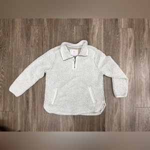 Size XXL Womens Cozy Sherpa cream colored 1/4 zip pullover.